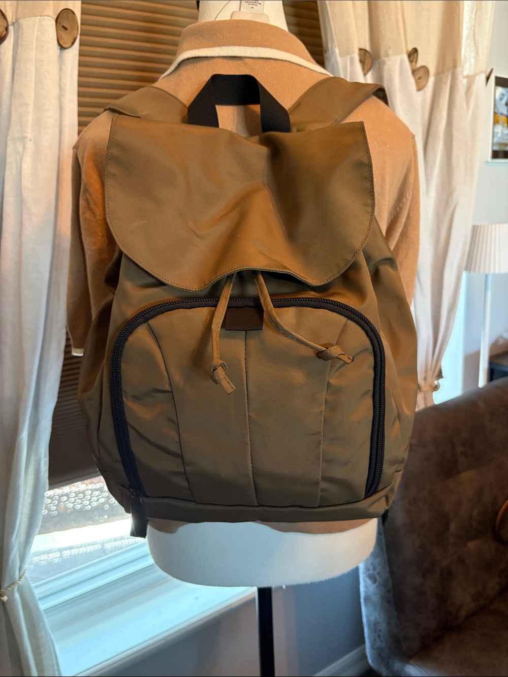 LL BEAN Olive Green Backpack - Casual Daypack